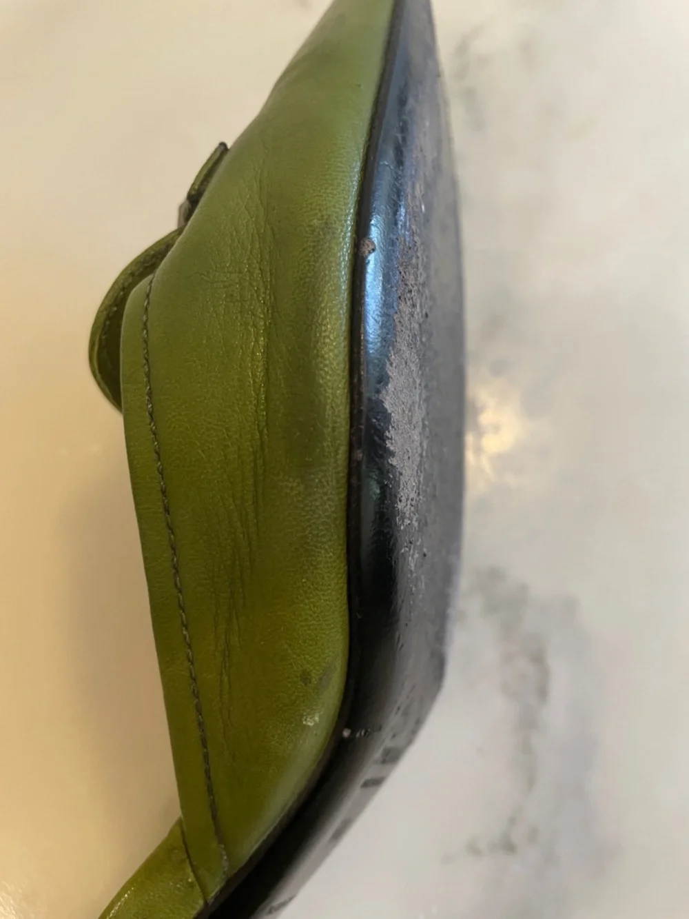 Vintage Prada Green Leather Pointed Kitten Heel Mules, Size 40 - Picture 10 of 14